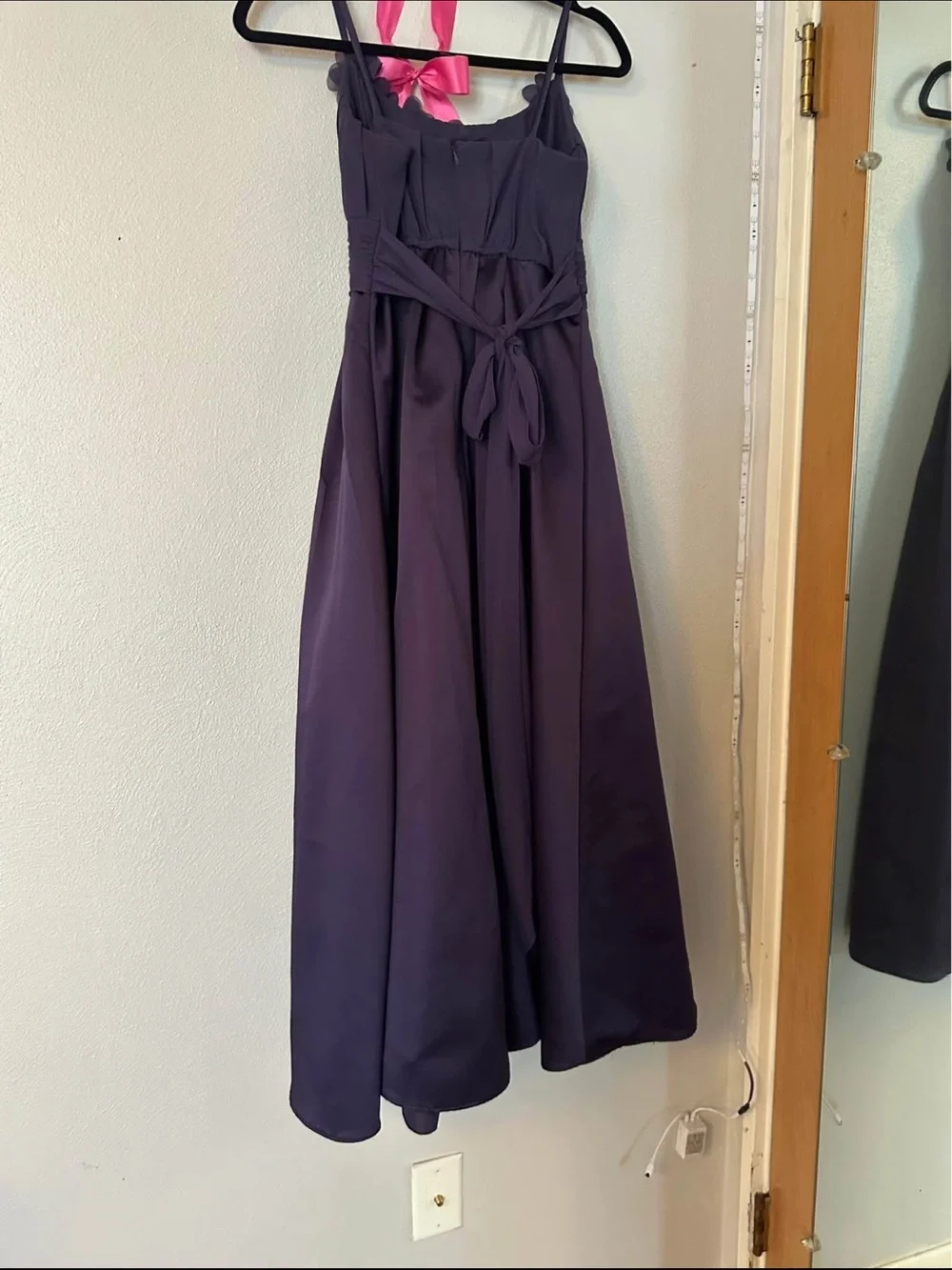 Girls Purple Flower-Trim A-Line Dress - Picture 3 of 4
